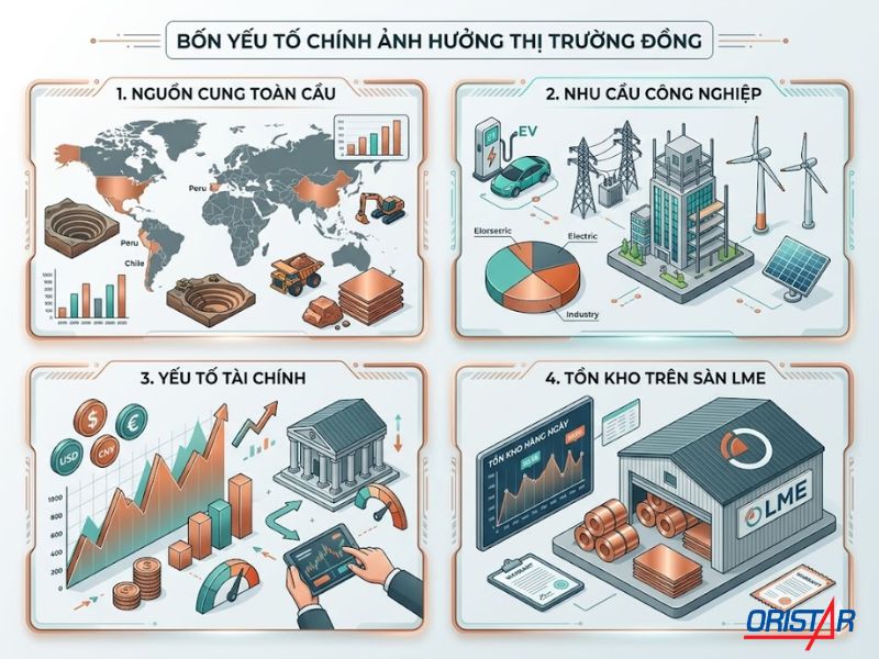 Các yếu tố ảnh hưởng trực tiếp đến giá đồng LME